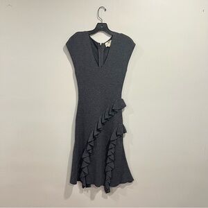 Sachin & Babi Classic Gray Sleeveless Ruffle Details Short Dress - Size Medium
